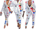 Sexy 2 Pieces Party Clubwear Tracksuit Outfit Set